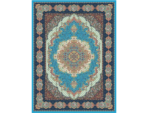 فرش 1200 شانه برجسته تراکم 3600 -کد 9530 - زمینه آبی 